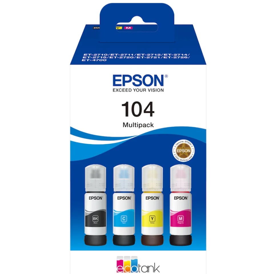Epson 104 EcoTank inktflessen multipack zwart