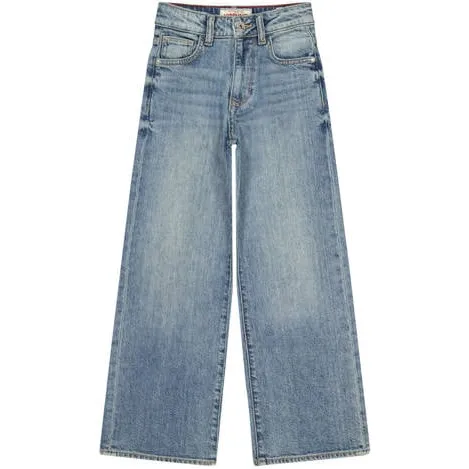 Vingino Cianna wide leg jeans medium blue denim Blauw Effen Mid Blue Wash