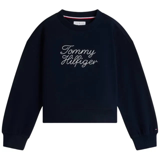 Tommy Hilfiger sweater met borduursels - donkerblauw