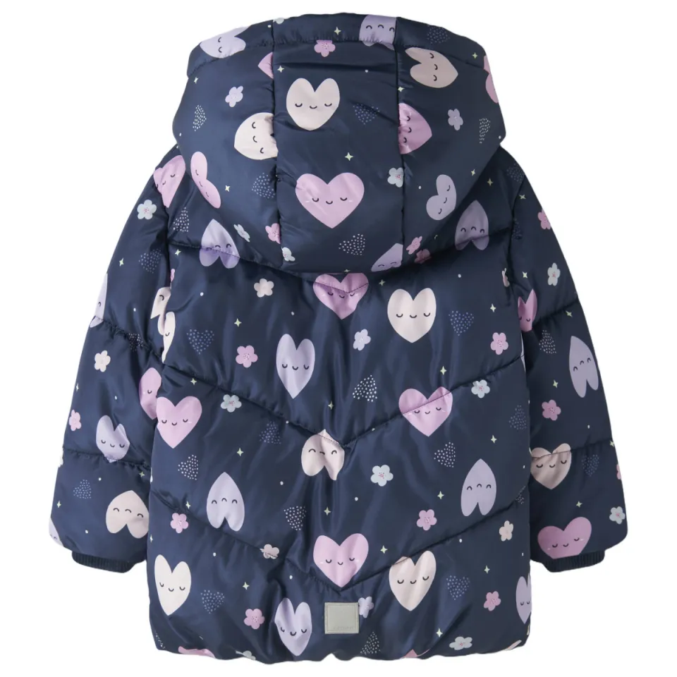 NAME IT MINI winterjas donkerblauw hartjesprint blauw, foto 2