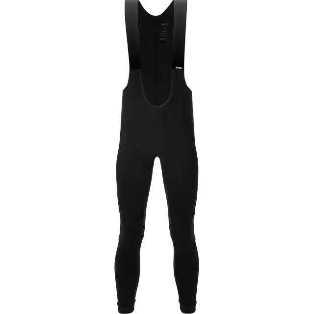 Santini Prime Thermofleece fietsbroek met bretels zwart