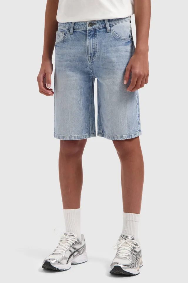 Ballin regular waist jeansshort medium blue denim, foto 4