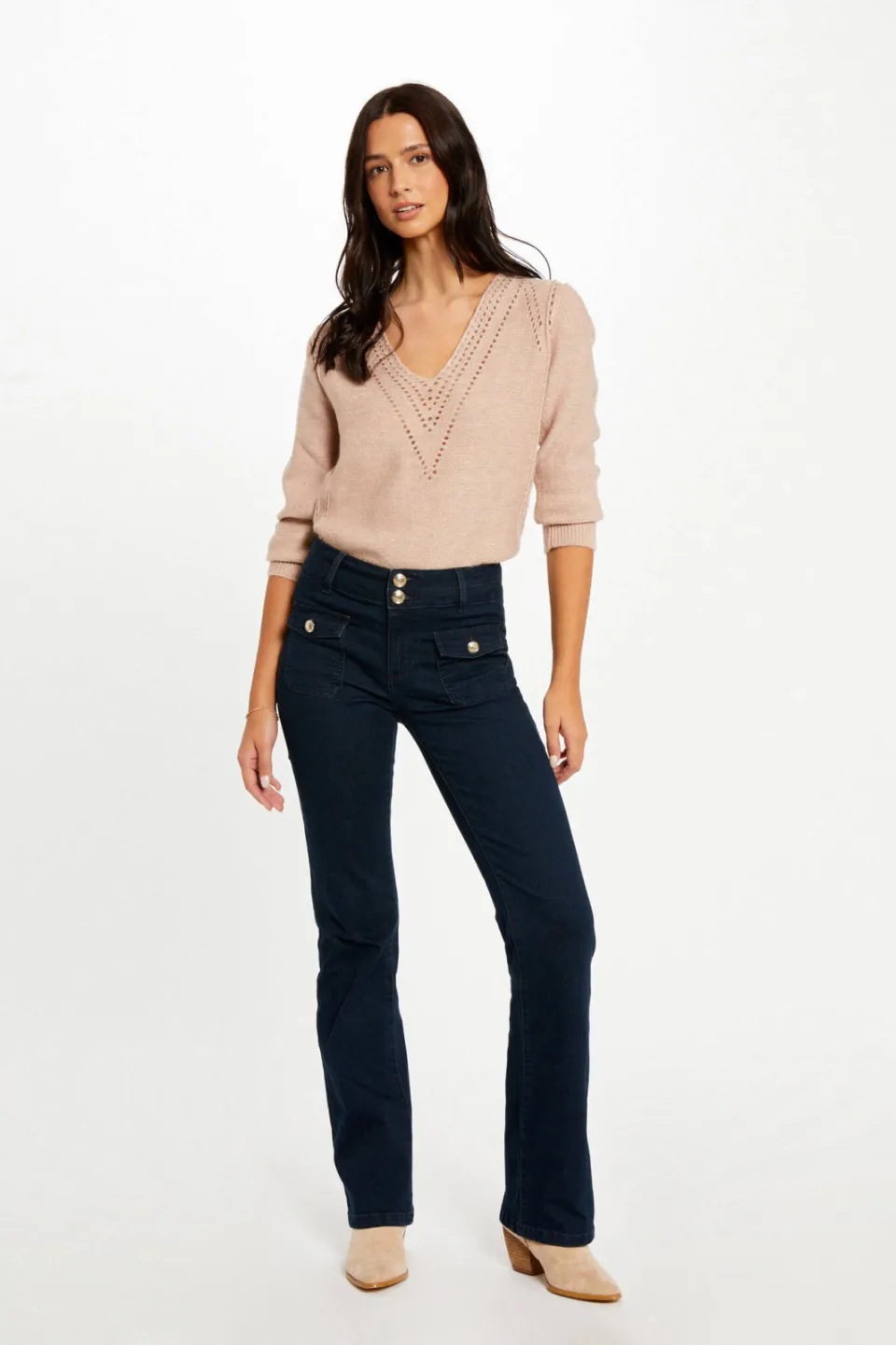 Morgan high waist bootcut jeans dark blue