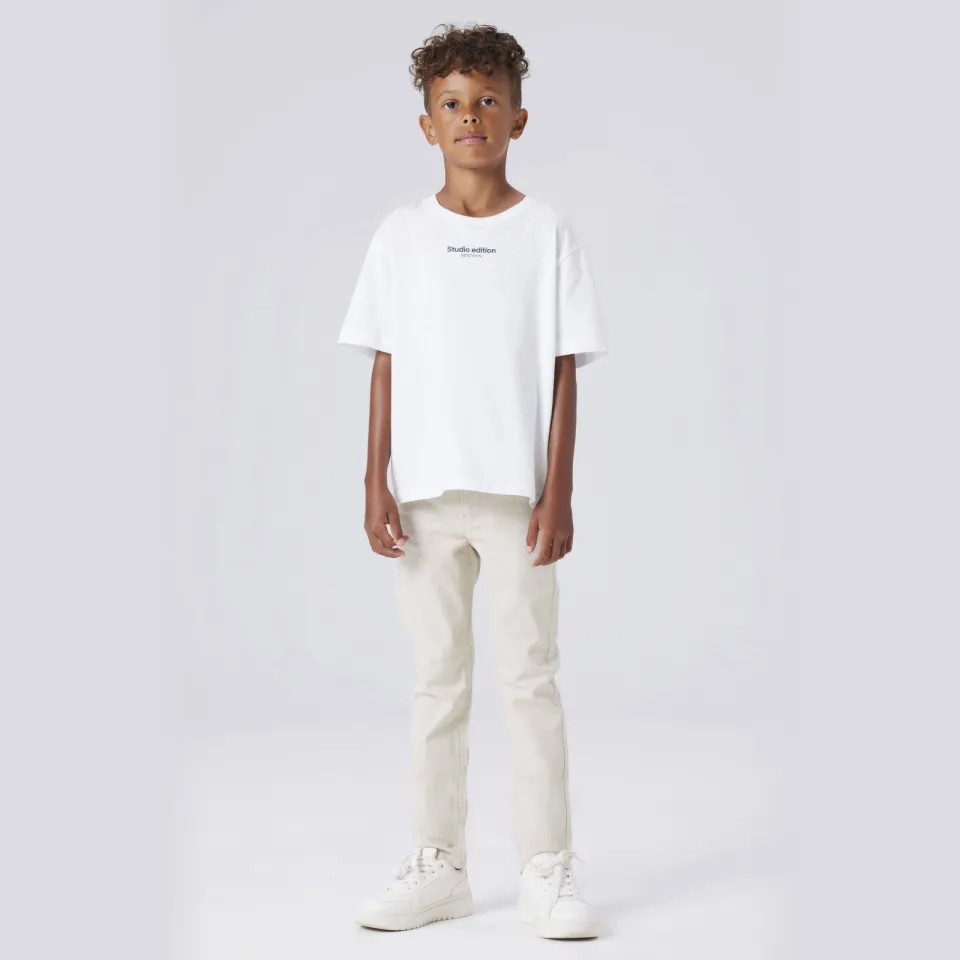 NAME IT KIDS slim casual broek greige