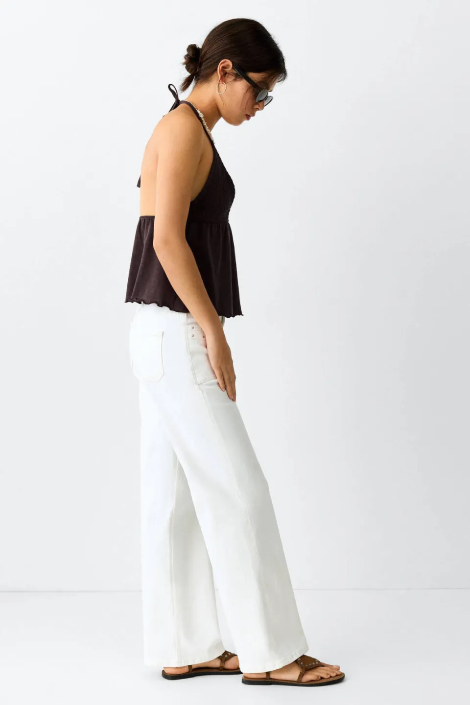 Mango TEEN wide leg jeans met studs - wit, foto 4