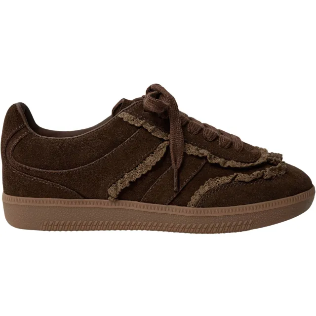 Sofie Schnoor girls suède sneakers met ruches - donkerbruin