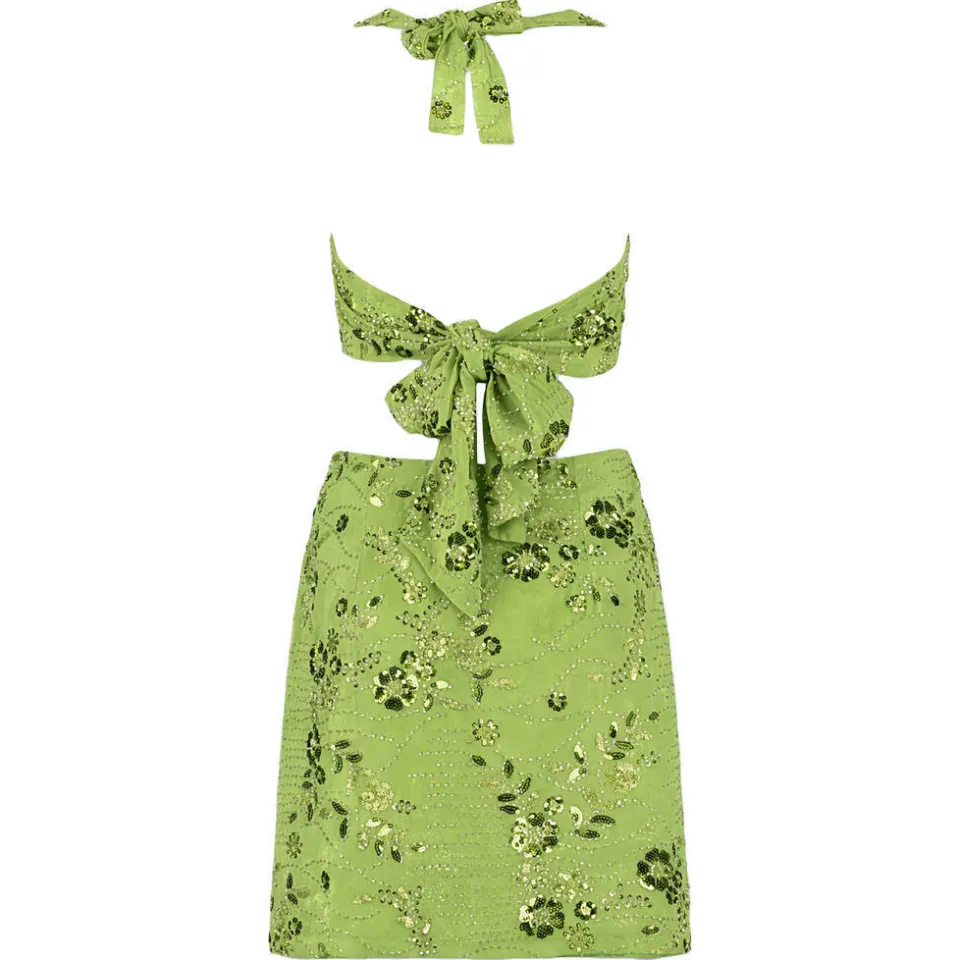 Harper & Yve Sora halterjurk met pailletten groen, foto 3