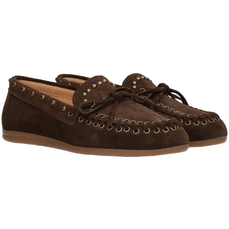 Poelman Kiya suède mocassins met studs - bruin, foto 3