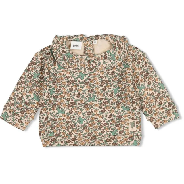Feetje sweater Lucky Bloombird - beige/groen/bruin