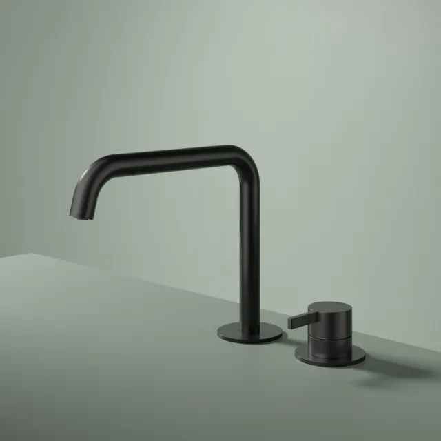 Hotbath Wastafel Mengkraan Hotbath ace 2-gats Met draaibare uitloop 20 cm Geborsteld Zwart PVD