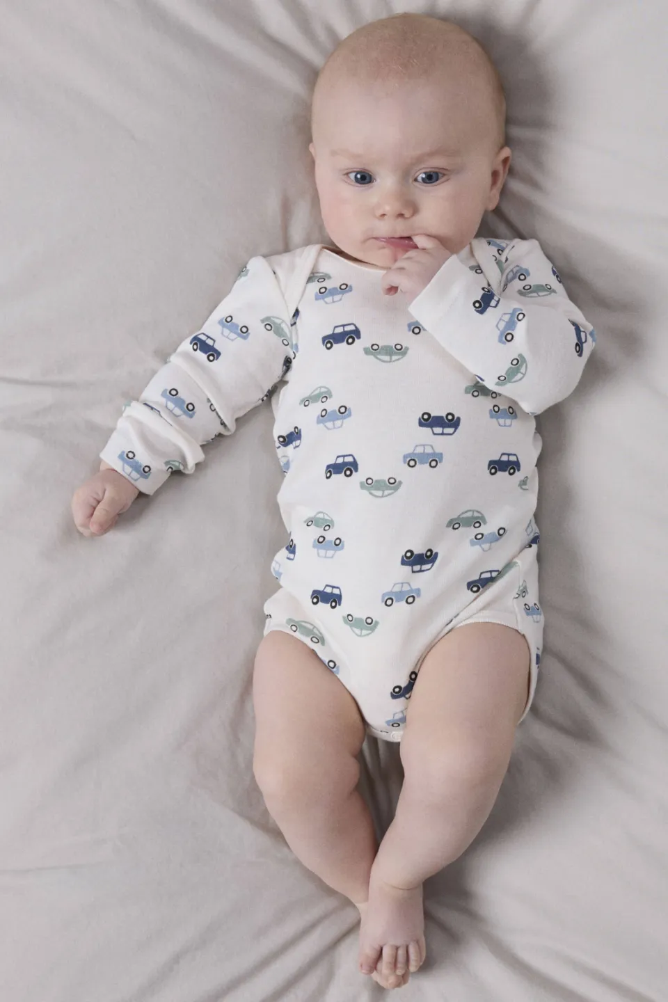 NAME IT BABY katoenen rompers met print (set van 3) Donkerblauw/blauw/ecru