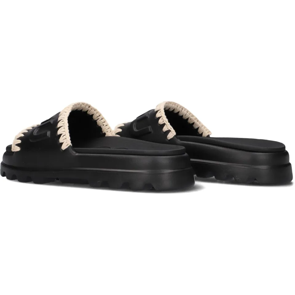 Mou Dames Slippers Sequins Criss-cross Bio Sandal - Zwart, foto 4
