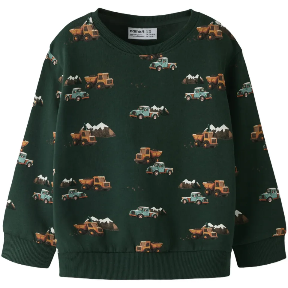 NAME IT MINI sweater met print donkergroen