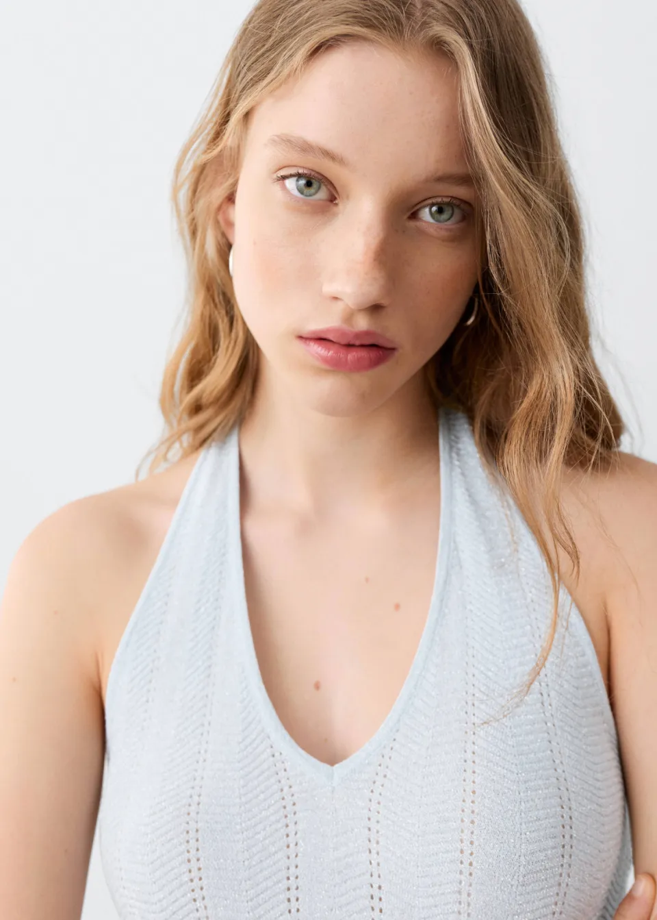 Mango Teen gehaakte top lichtblauw zilver, foto 5