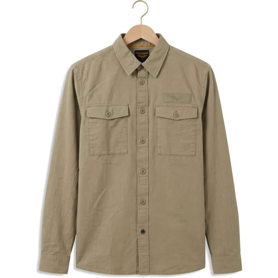 PME Legend Heren Overhemden Long Sleeve Shirt Quilt Poplin - Zand, foto 2