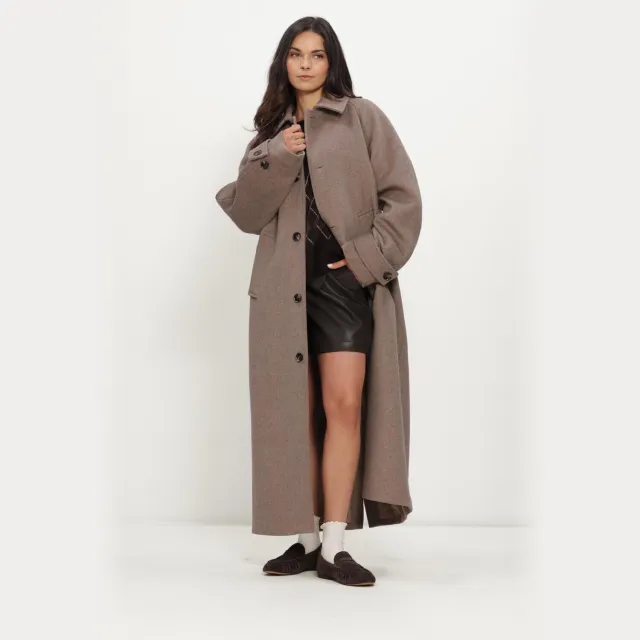 Notre-V Nv-iefke lange jas taupe