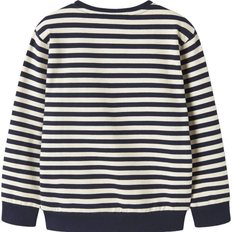 NAME IT MINI gestreepte sweater met borduursels - donkerblauw/wit, foto 2
