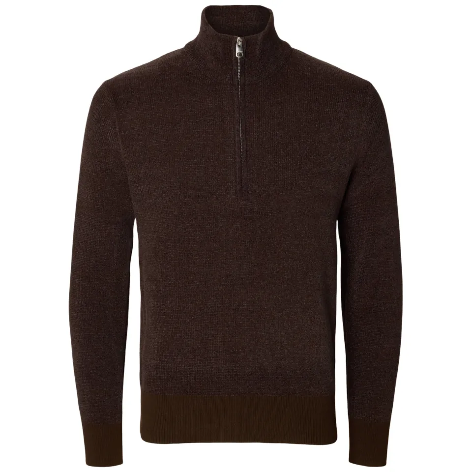 Selected katoenen regular fit gebreide trui - donkerbruin, foto 2