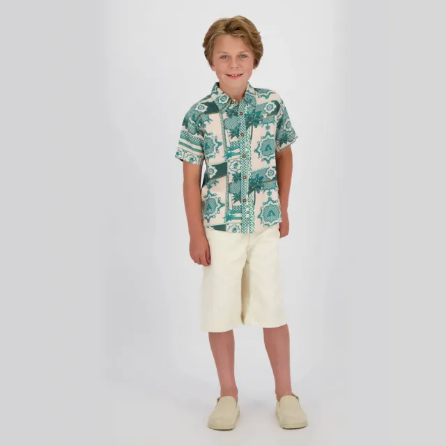 Vingino casual overhemd groen Groen/beige