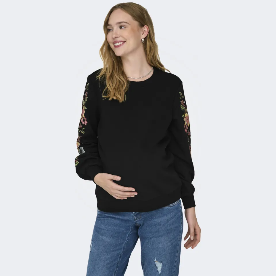 Only MATERNITY gebloemde zwangerschapssweater OLMCONNY zwart, foto 6