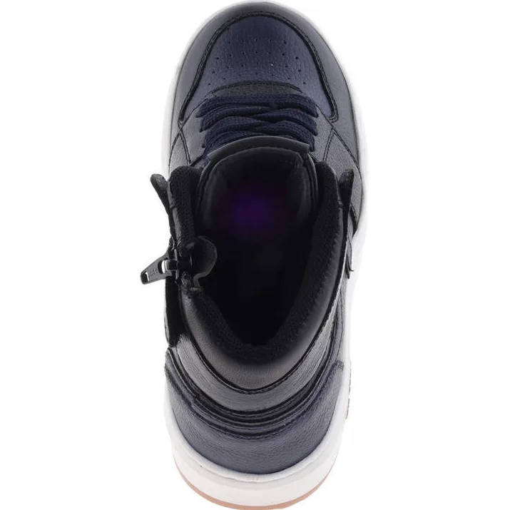 Hip leren sneakers - donkerblauw/zwart, foto 3