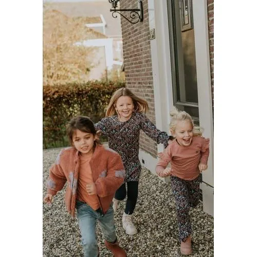 Koko Noko teddy jas met bloemenprint roodbruin, foto 4