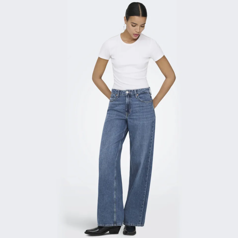 Only wide leg jeans medium blue denim