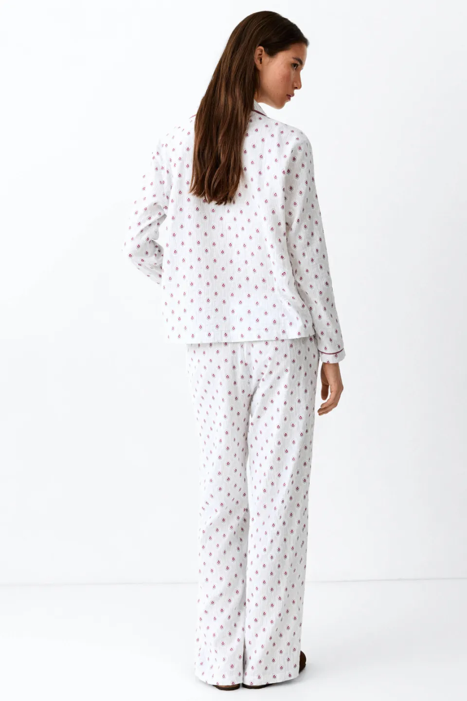 Mango pyjama met bloemenprint wit rood, foto 5