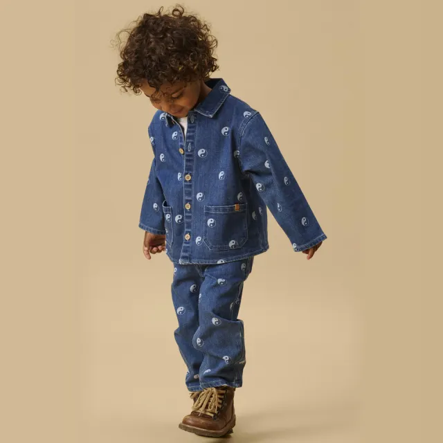 Lil' Atelier MINI NMMLIVO loose fit jeans met print - donkerblauw Dark blue denim