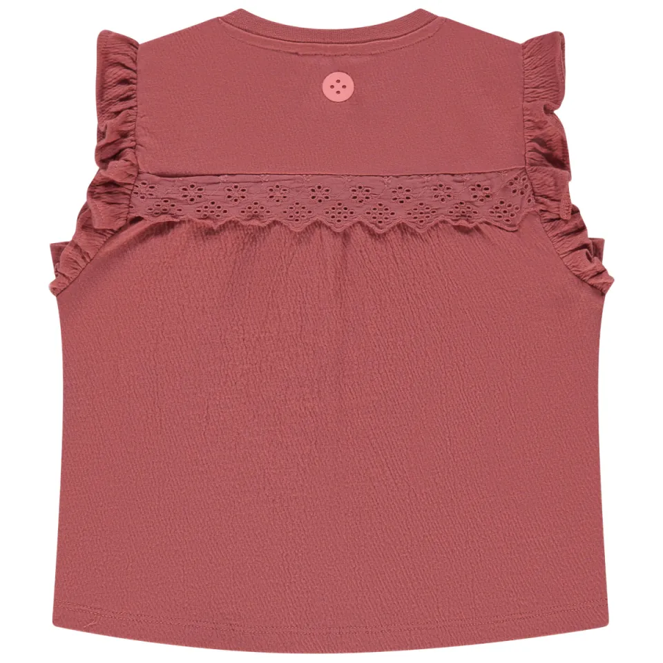 Stains&Stories mouwloze top donkerroze, foto 4