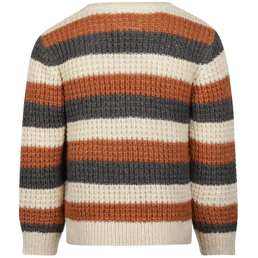 Koko Noko rechtvallende gestreepte gebreide trui - beige/oranje/zwart, foto 3
