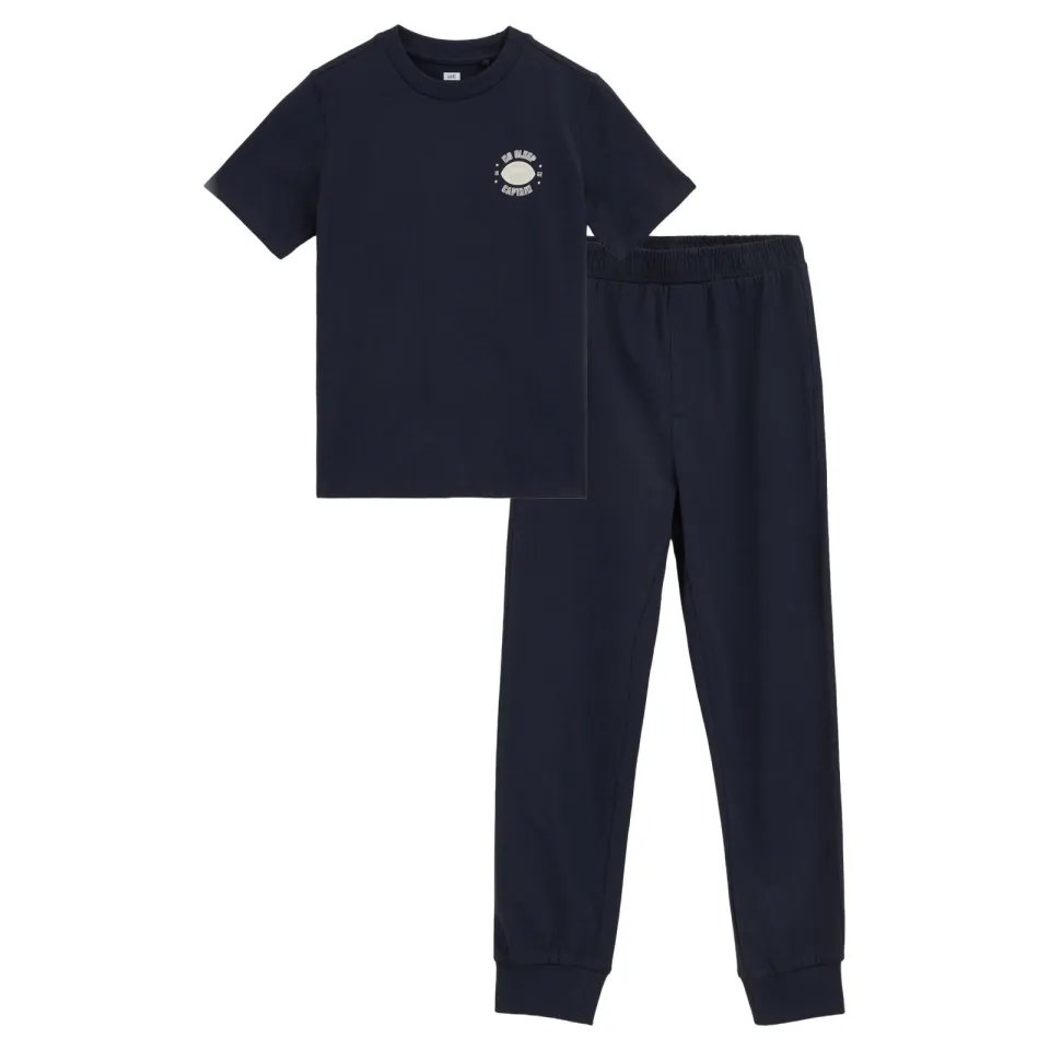 WE Fashion pyjama met backprint marineblauw, foto 2
