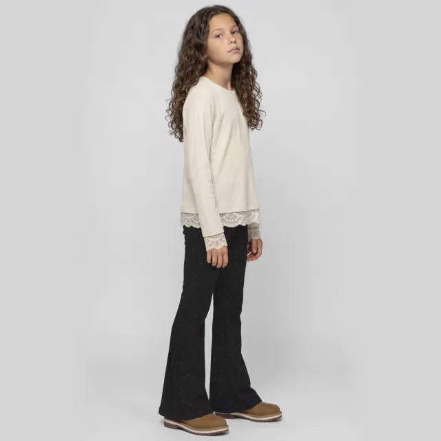 NAME IT KIDS flared broek met glitters - zwart