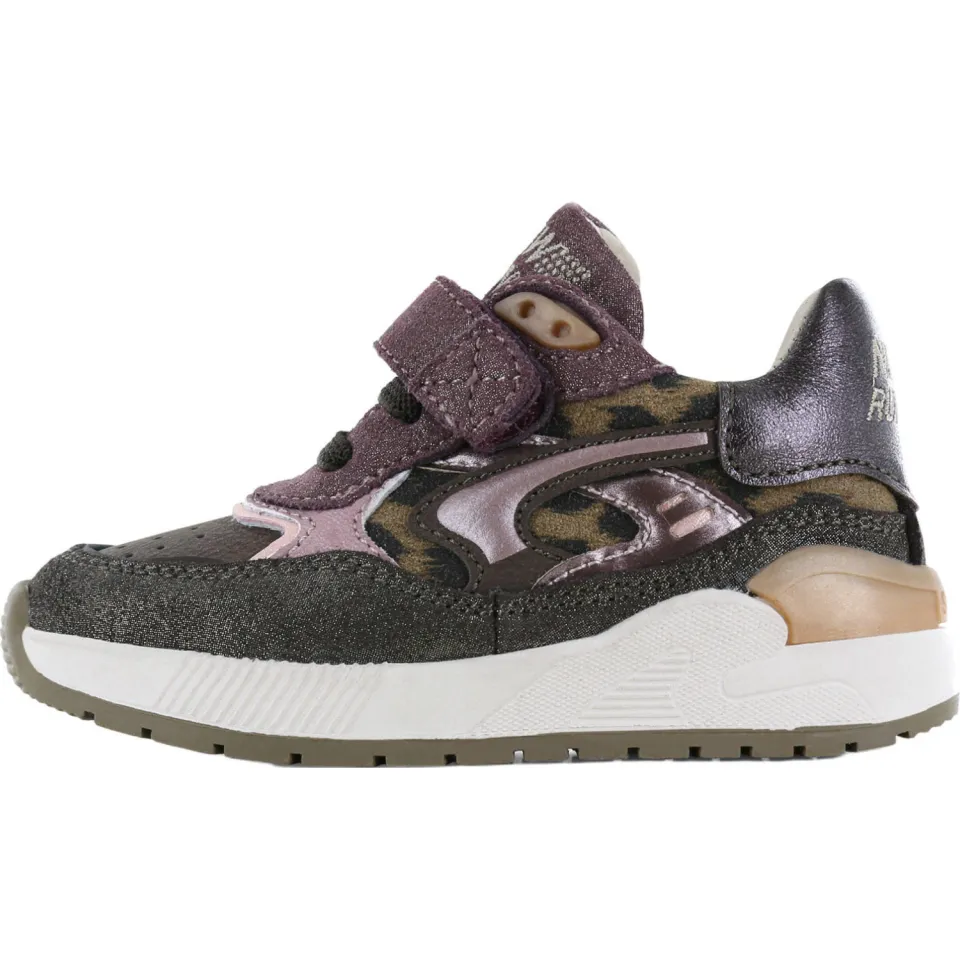 Shoesme suède sneakers met panterprint donkerbruin donkerbruin/donkerpaars, foto 5