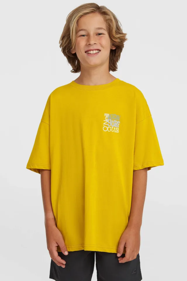 O'Neill T-shirt met backprint mosterdgeel