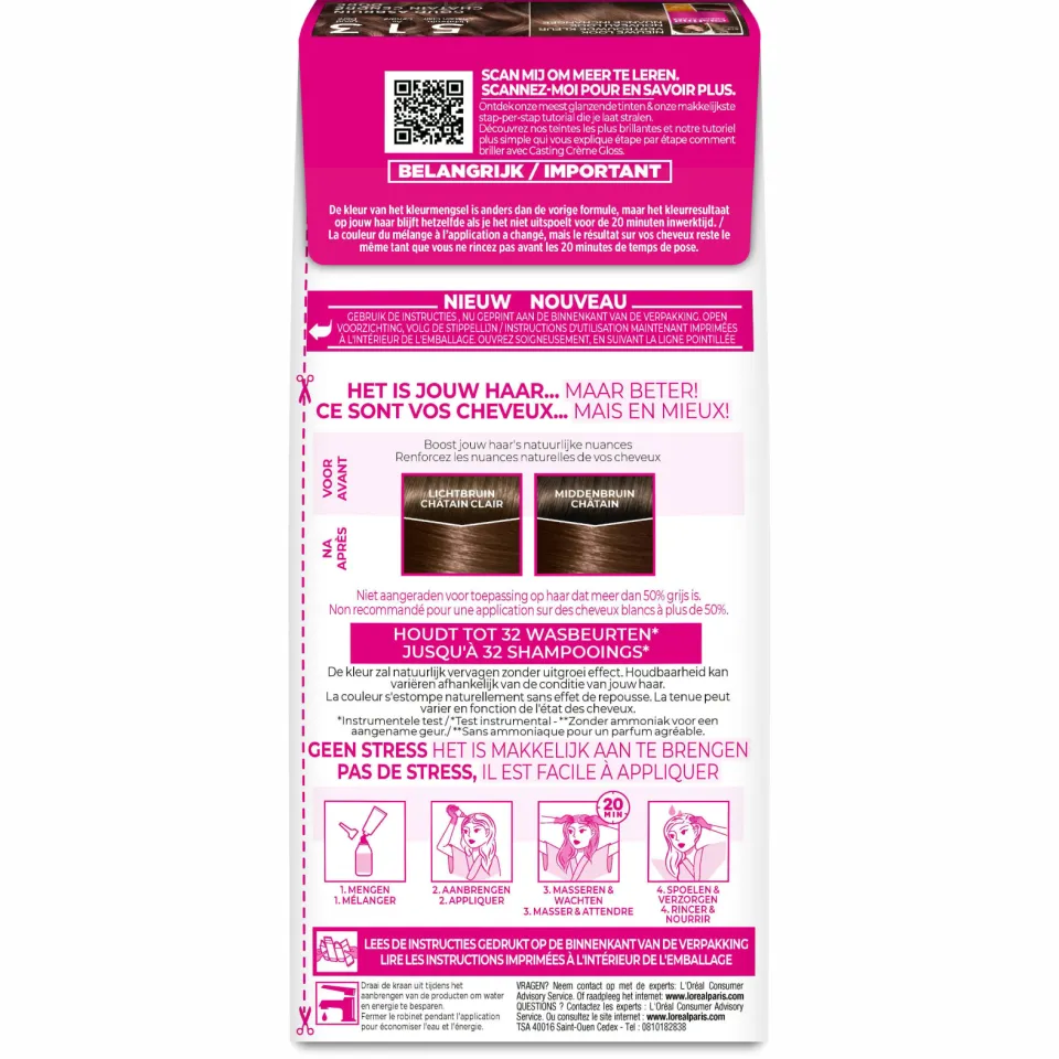 L'oréal Casting Crème Gloss haarkleurmiddel beigebruin 513, foto 4
