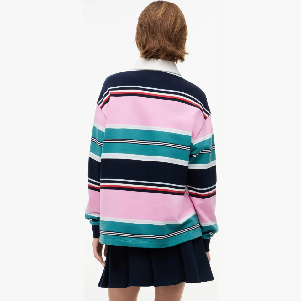 Tommy Jeans gestreepte sweater marineblauw, foto 5