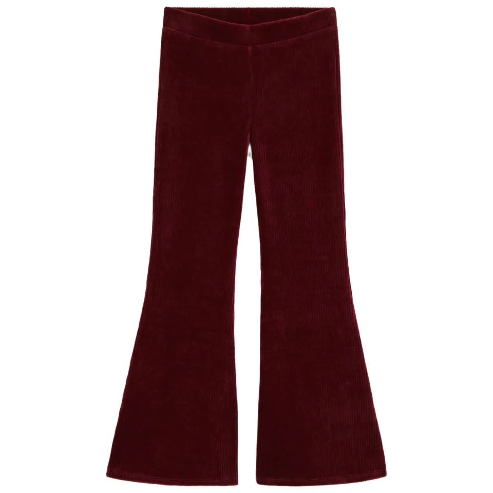 WE Fashion fluwelen flared broek donkerrood, foto 2