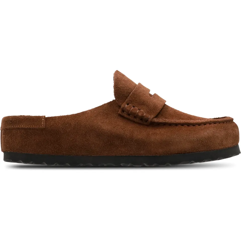 Birkenstock Slippers van leer met geprofileerde zool model 'Naples Wrapped' Brown