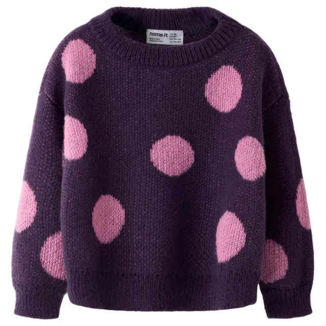 NAME IT MINI gebreide trui met stippen - paars/roze