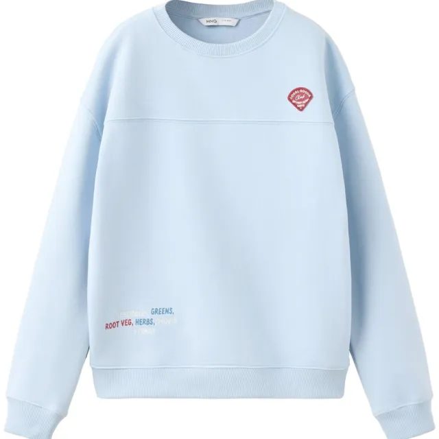 Mango Kids sweater met tekst - lichtblauw