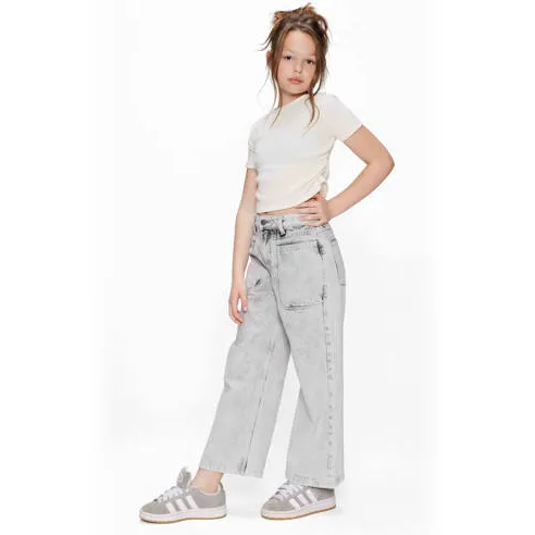 Retour Jeans T-shirt wit rib gebreid Offwhite