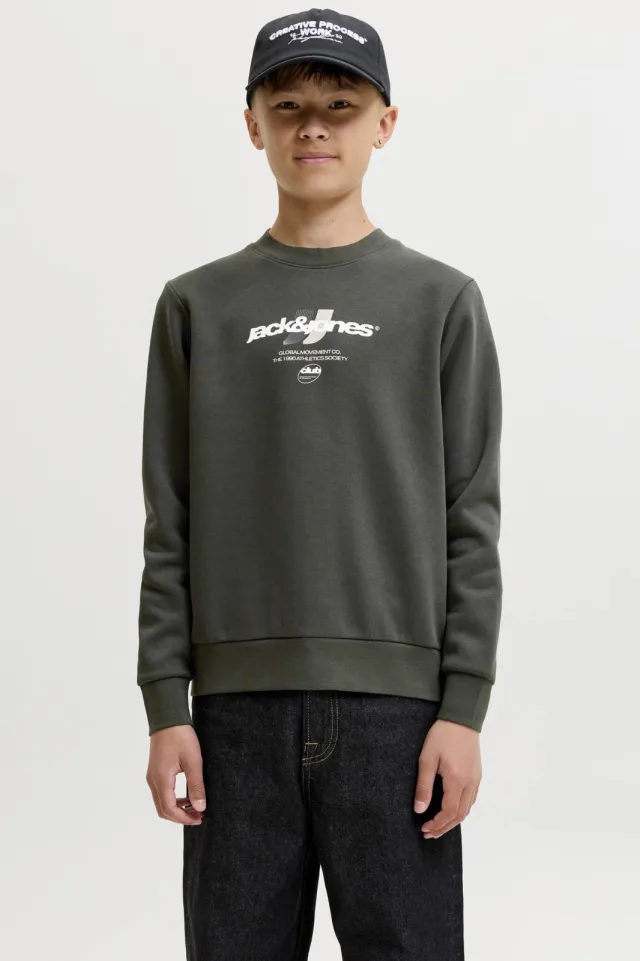 Jack & Jones JUNIOR sweater met logo - kaki
