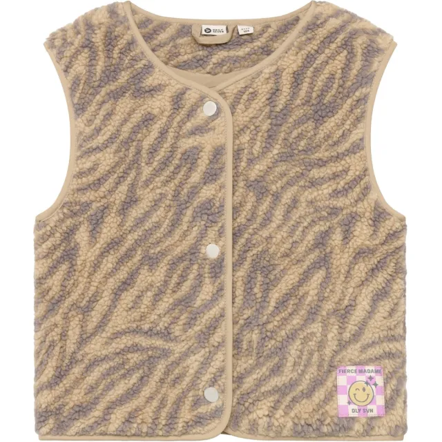 Daily7 teddy rechtvallend gilet met dierenprint - zand, foto 2