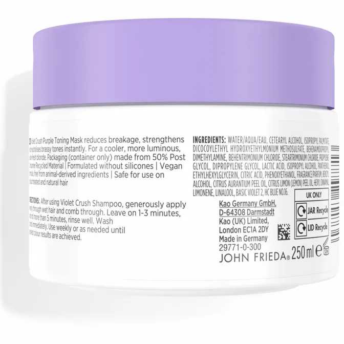 John Frieda 1+1 gratis: John Frieda Violet Crush Purple Toning Haarmasker 250 ml