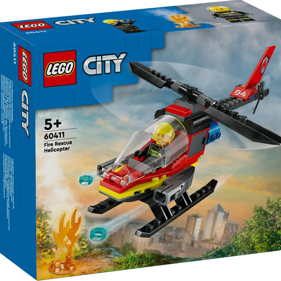 Lego City Brandweerhelikopter Reddingsvoertuig Speelgoed met Minifiguur van Piloot 60411, foto 3
