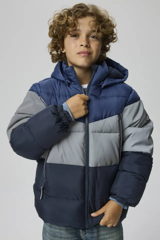NAME IT winterjas donkerblauw grijs Donkerblauw/grijs