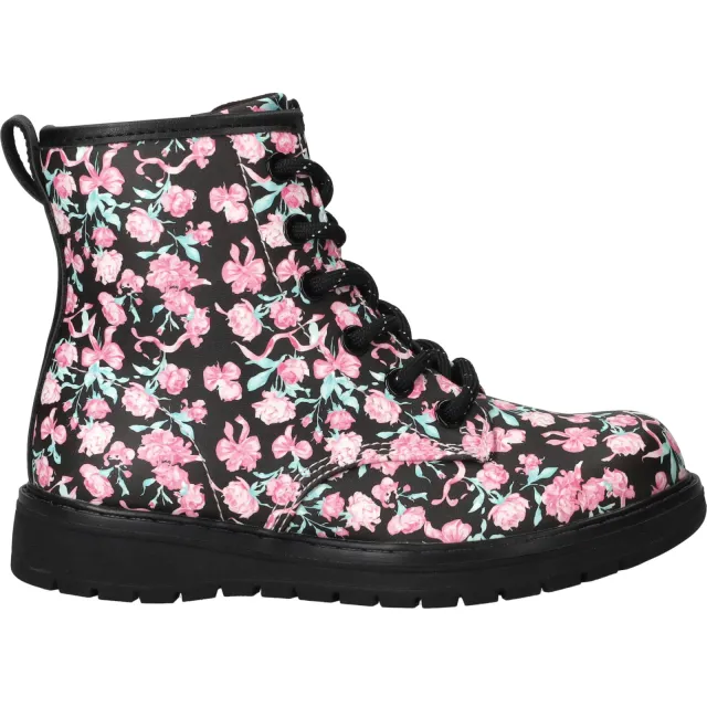 Skechers Gravlen veterboot zwart met roze bloemenprint