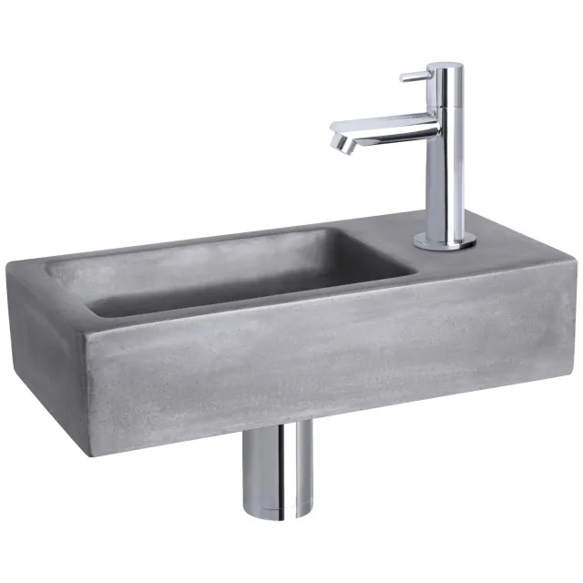 Differnz Fonteinset Differnz Ravo Beton 38.5x18.5x9 cm Donker Grijs Met Rechte Chroom