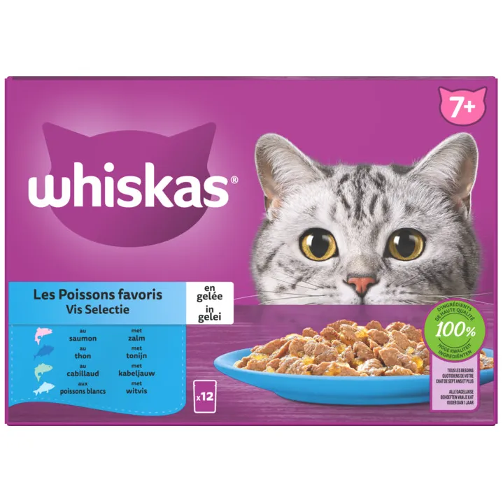 Whiskas 7+ kattenvoer vis selectie in gelei natvoer